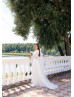 Long Sleeves Ivory Chiffon Church Wedding Dress